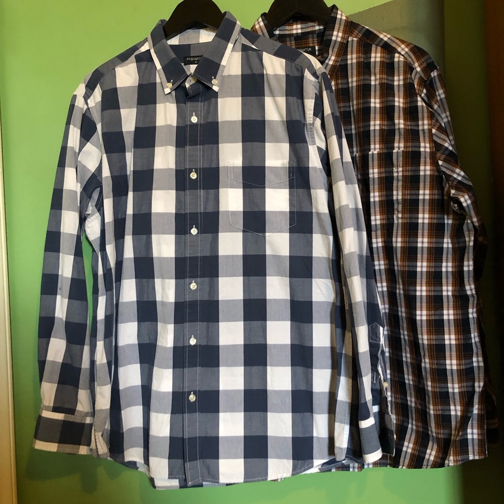 Men's Button Down Shirts Plaid Long Sleeve Dress Shirts Regular-Fit Casual Shirt
